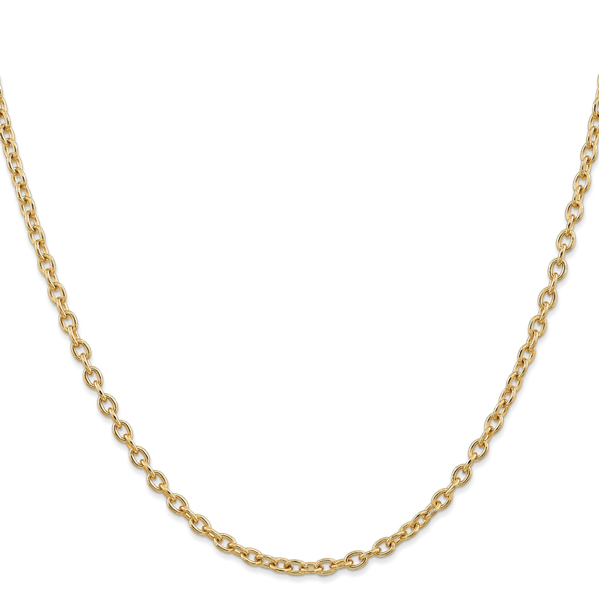 14K Yellow Gold Solid Cable Chain Necklace 3.2mm Secondary image
