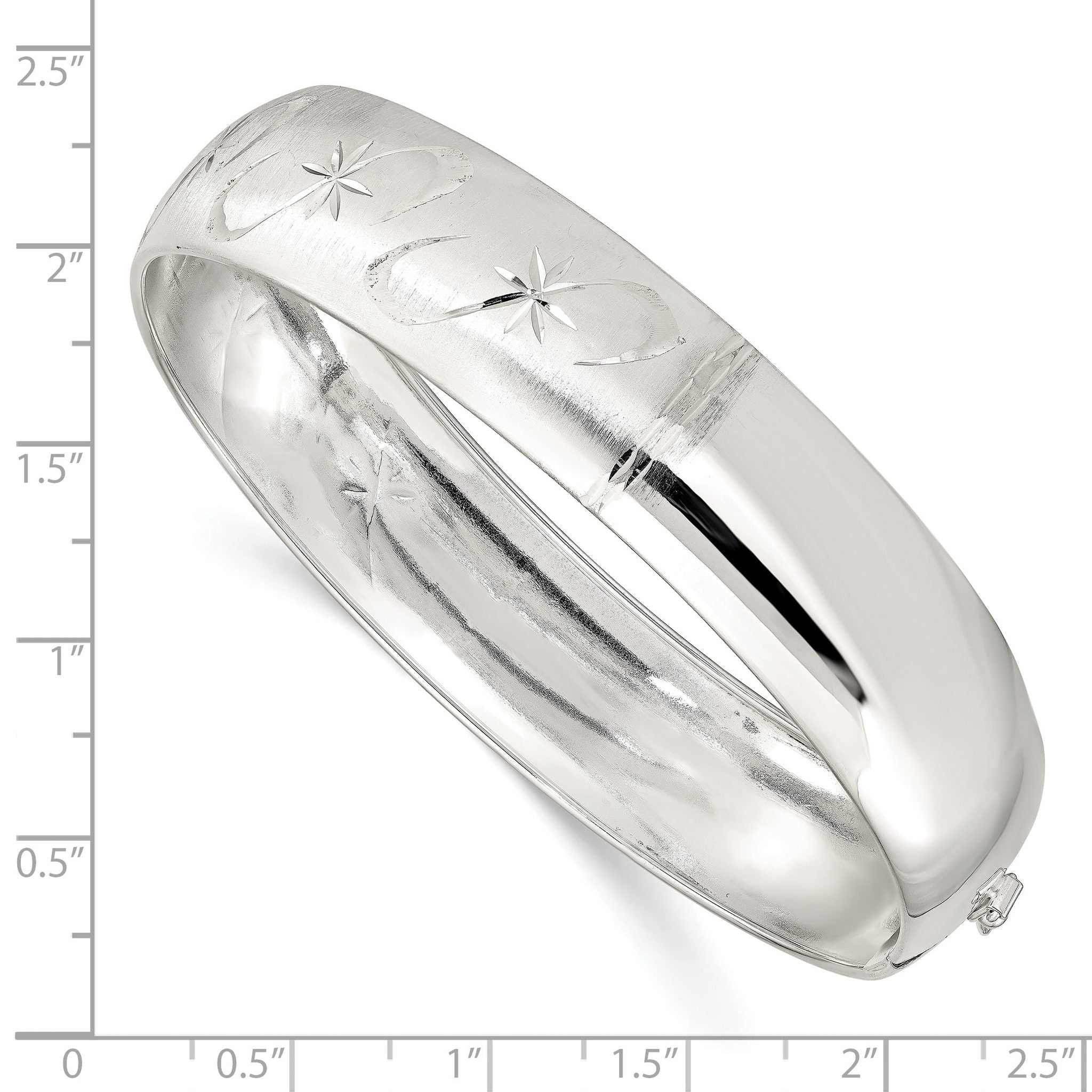 Sterling Silver 925 Adjustable Bangle with Polished Textured Design