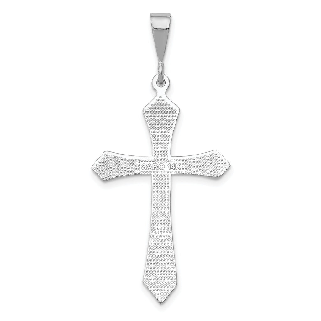 14K White Gold Passion Cross Pendant with Rhodium Plating  Elegant, Themed Design