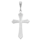 14K White Gold Passion Cross Pendant with Rhodium Plating  Elegant, Themed Design