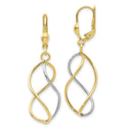 10K Yellow Gold Rhodium-Plated Leverback Earrings with Polished Finish and Lifetime Guarantee