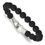 Stainless Steel Polished Black Agate Beaded Bracelet for Men