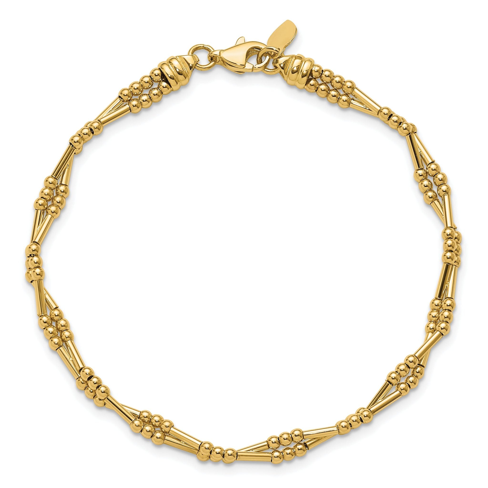 10K Polished Fancy Beaded Bracelet