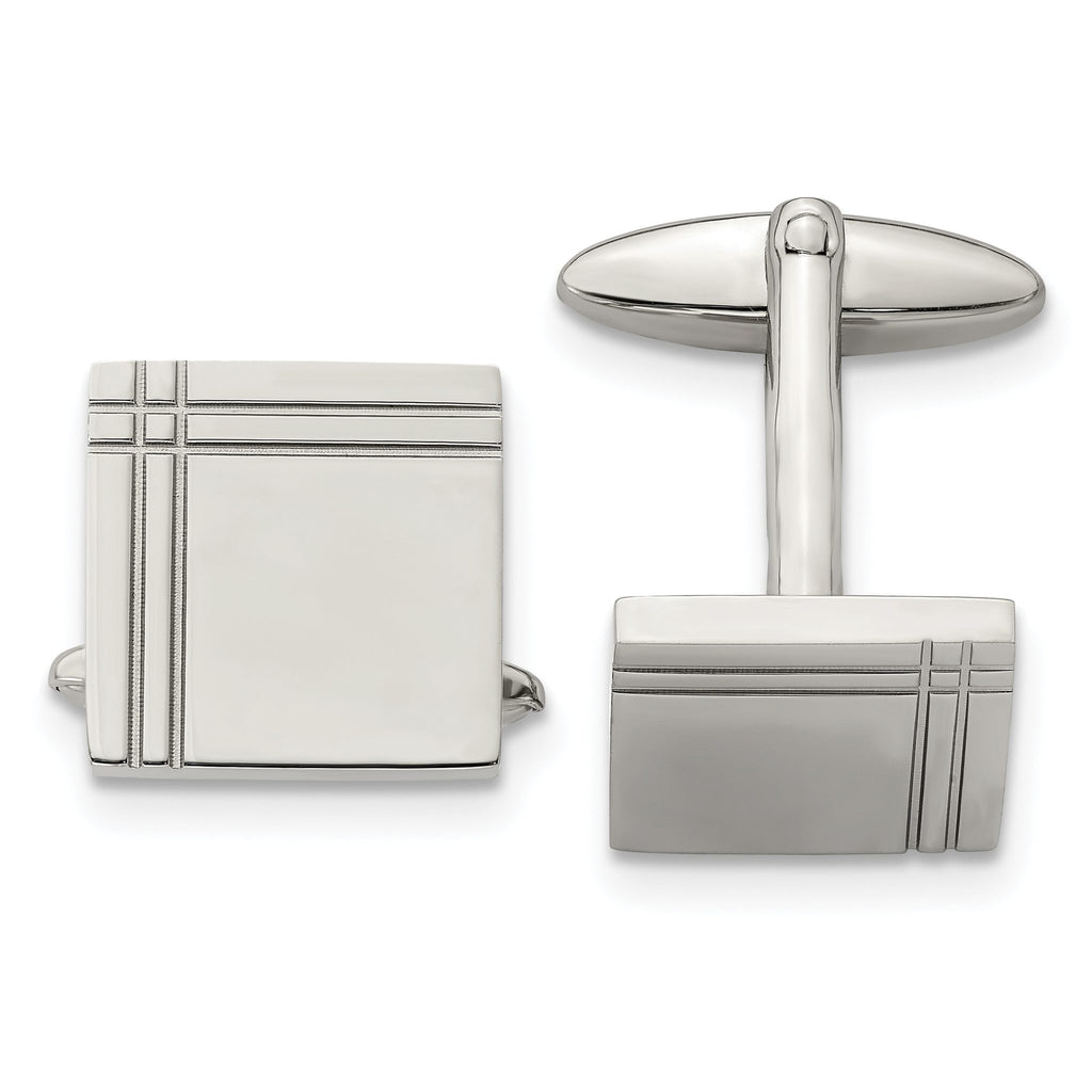 Polished Square Cufflinks in Stainless Steel