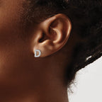 Cheryl M Sterling Silver Rhodium-plated Polished Letter D CZ Initial Post Earrings