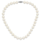 Sterling Silver Rhodium-plated 10-11mm White Near-Round Freshwater Cultured Pearl 16 inch Necklace
