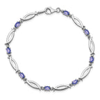 Sterling Silver Rhodium-plated Tanzanite and Diamond Bracelet