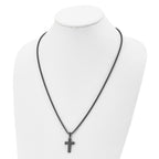 Dark Grey IP Cross Pendant Necklace in Stainless Steel