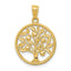 14K Yellow Gold Polished Tree of Life Pendant with Textured Design