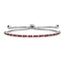 Sterling Silver Rhodium Plated July Red CZ Adjustable Bracelet