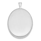 Sterling Silver Rhodium-plated Cross 26mm Oval Locket