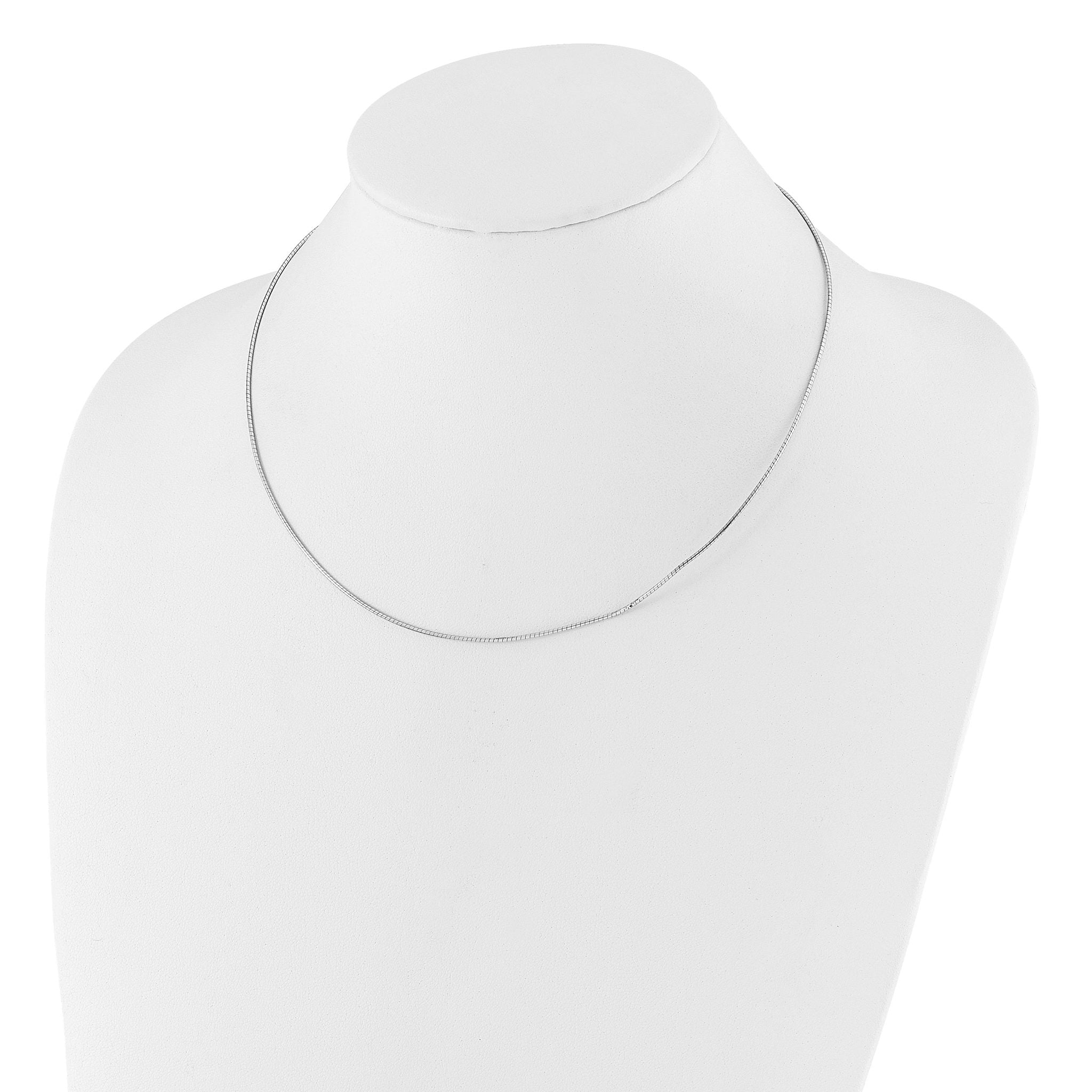 14K White Gold 1MM Round Detachable clasp Omega Necklace Secondary image