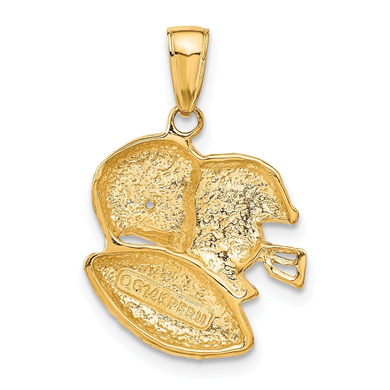 14K Gold Double Football Helmets and Ball Charm with Polished Finish