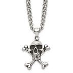 Skull and Crossbones Pendant Necklace in Stainless Steel