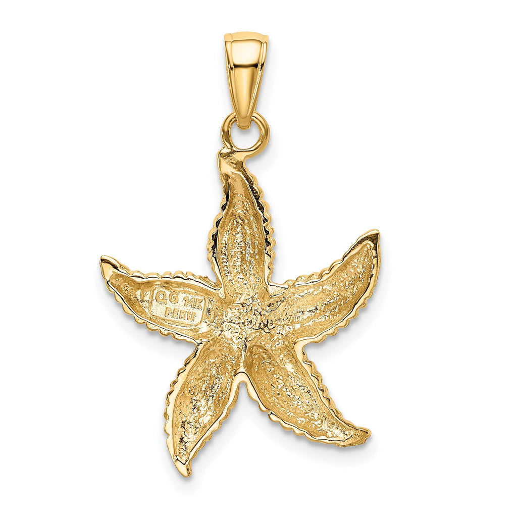 14K Gold Starfish Pendant for Men with Textured Design