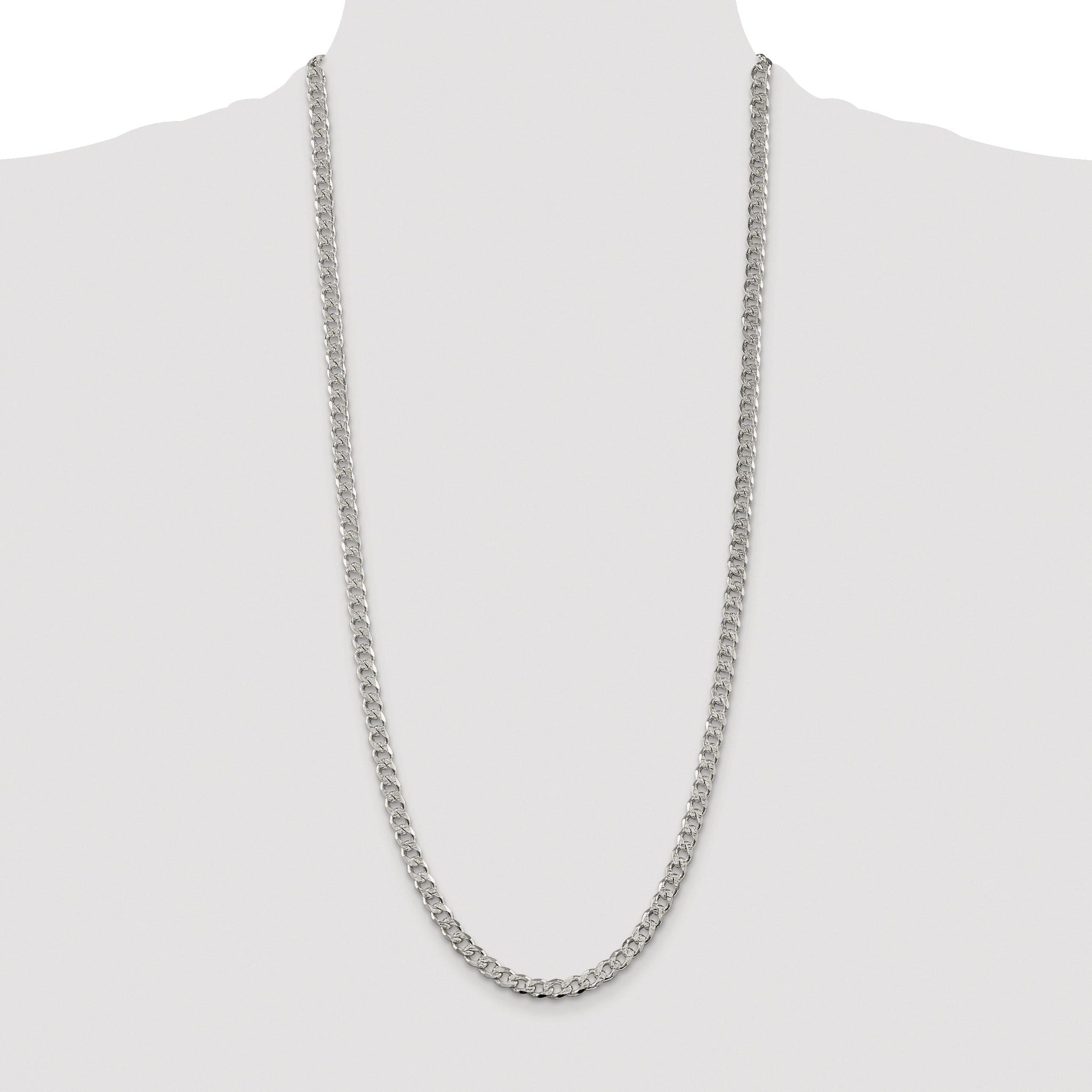 Pavé Curb Chain Necklace in Sterling Silver, 5.5mm