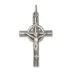Sterling Silver 925 INRI Crucifix Pendant with Polished Antiqued Finish
