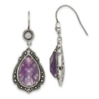 Stainless Steel Polished & Antiqued Multi-color Cubic Zirconia Drop Dangle Earrings for Women