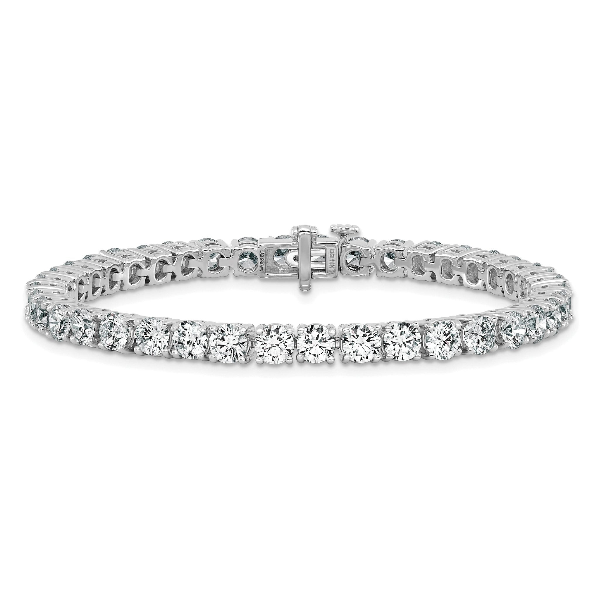 14k White Gold  12 1/2 carat Lab Grown Diamond VS/SI+ G+ Complete Tennis Bracelet Secondary image