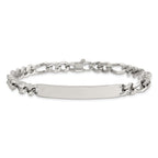 Stainless Steel Polished Figaro Chain ID Bracelet for Men