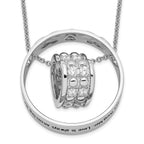 Sentimental Expressions Sterling Silver Rhodium-plated CZ Antiqued Mother and Daughter 18 Inch Necklace