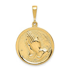 14K Gold Unisex Reversible Pendant with Praying Hands and Serenity Prayer