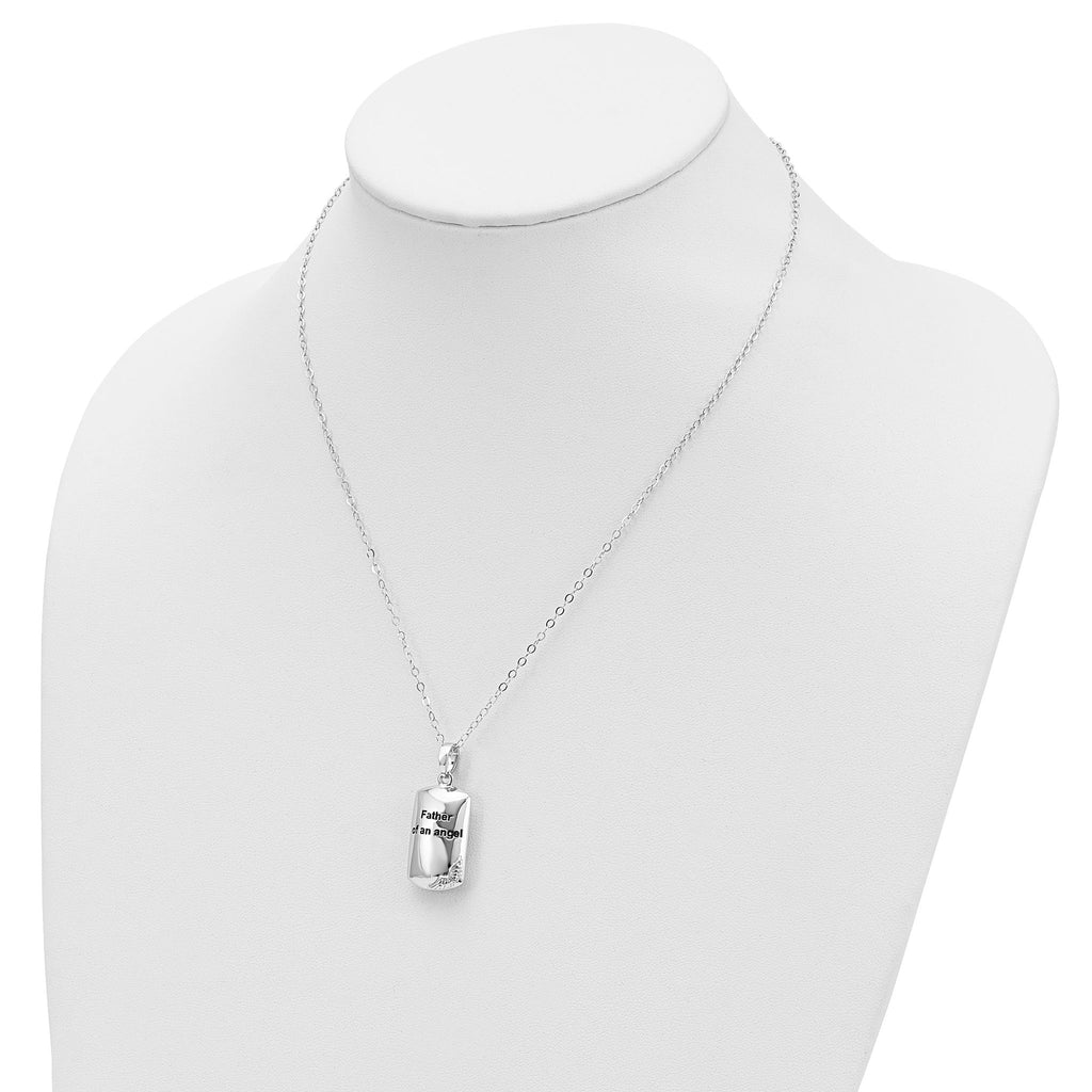 Sentimental Expressions Sterling Silver Rhodium-plated Antiqued Father of an Angel Ash Holder 18 Inch Necklace