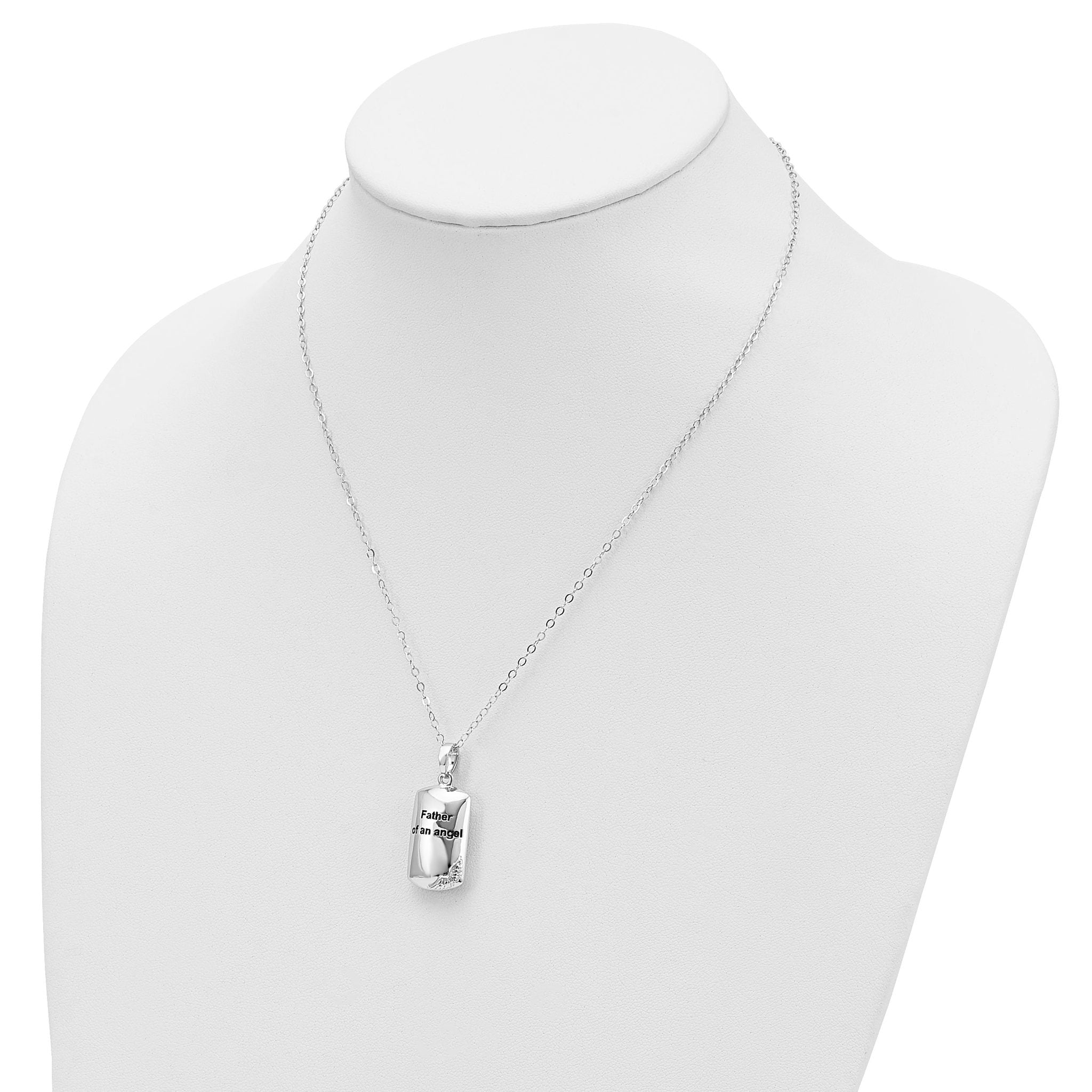 Sentimental Expressions Sterling Silver Rhodium-plated Antiqued Father of an Angel Ash Holder 18 Inch Necklace