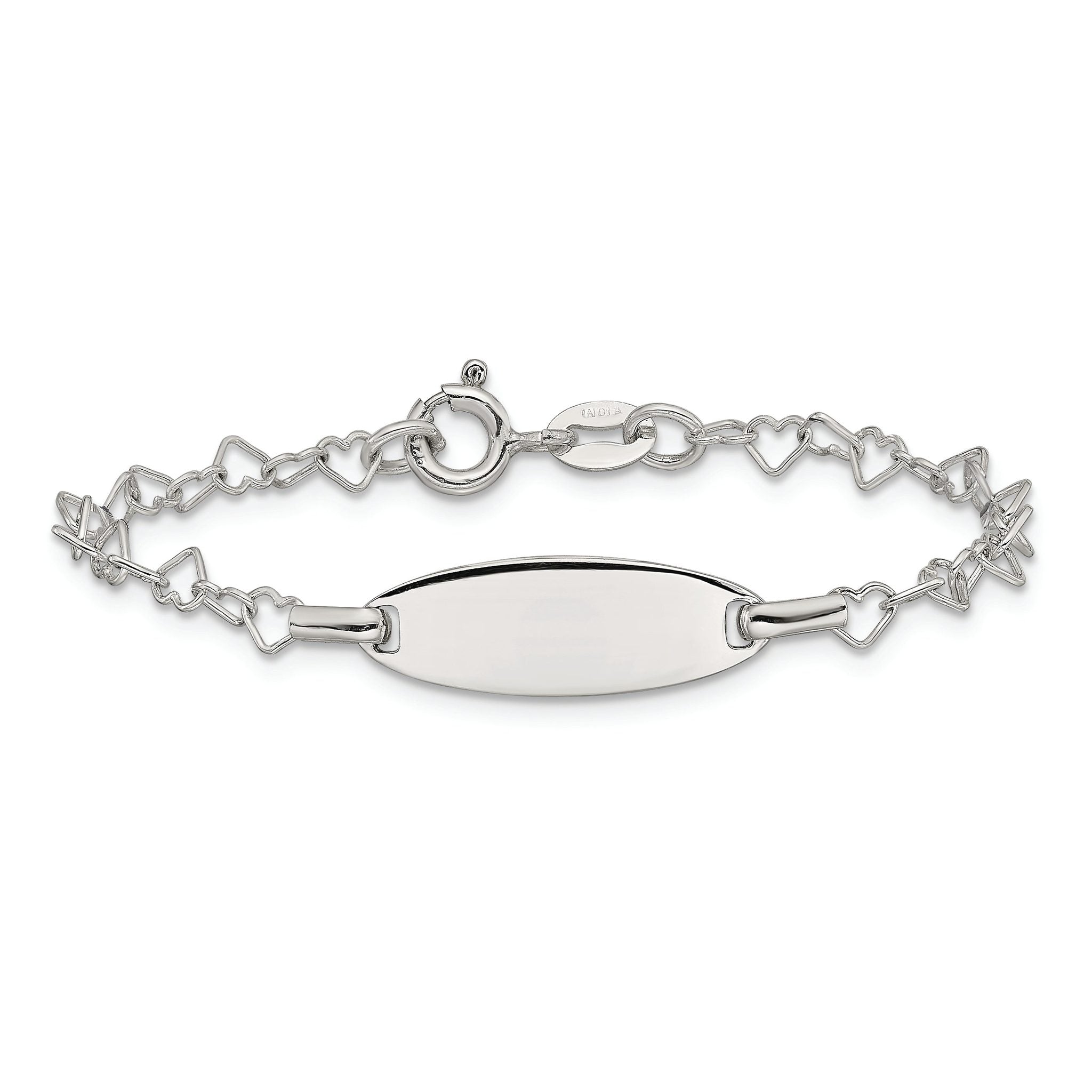 Sterling Silver Polished Engraveable Children's ID Heart Link Bracelet Secondary image
