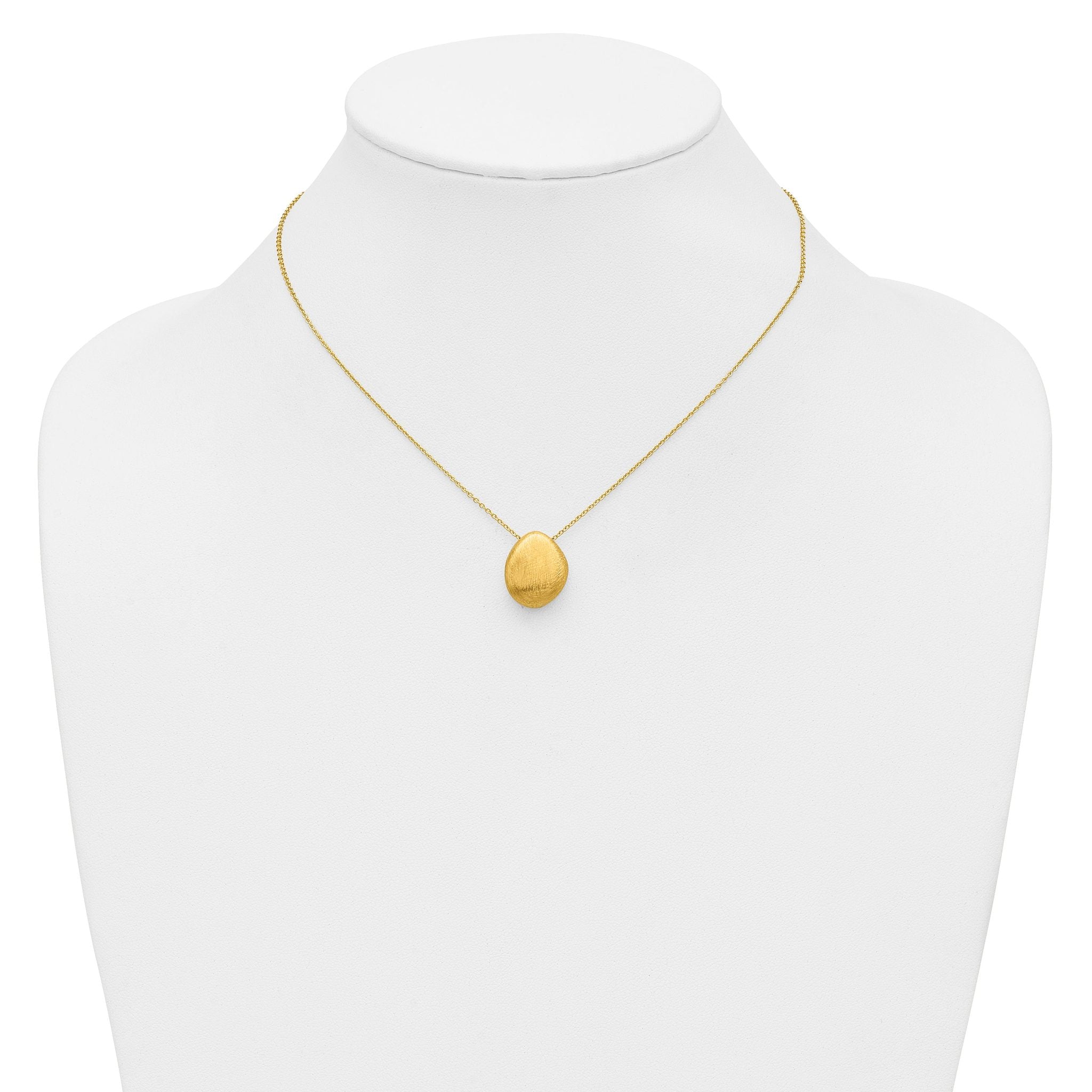 14K With Scratch Finish Pendant with 2in ext. Necklace