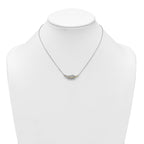 Sterling Silver Rhodium-plated with 14k Accent Polished CZ Feather 16 inch with 2 inch Extension Necklace