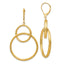 14K Gold Scratch Finish Leverback Dangle Earrings with Polished & Brushed Design
