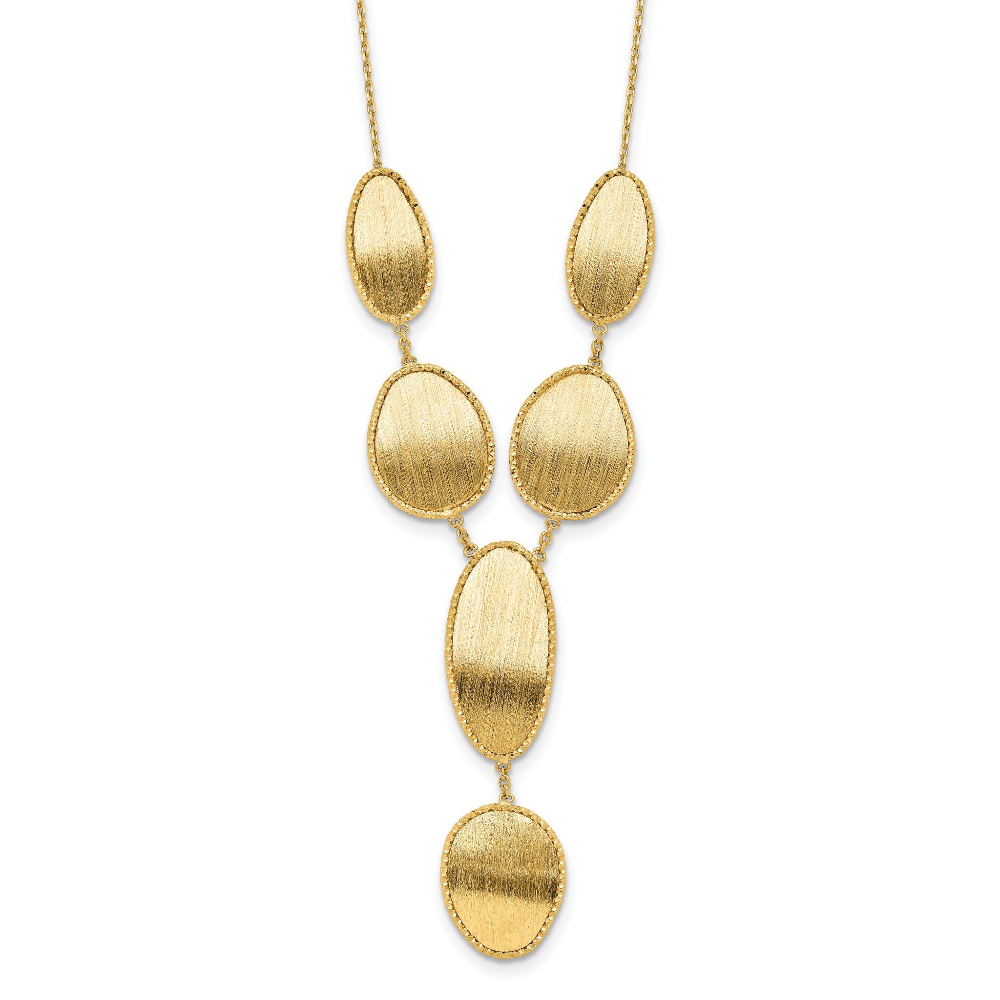 14K Brushed and Diamond-cut Y Drop with 2 in ext. Necklace Main image