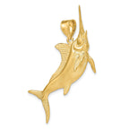 14K 3-D Satin / Polished Marlin Charm