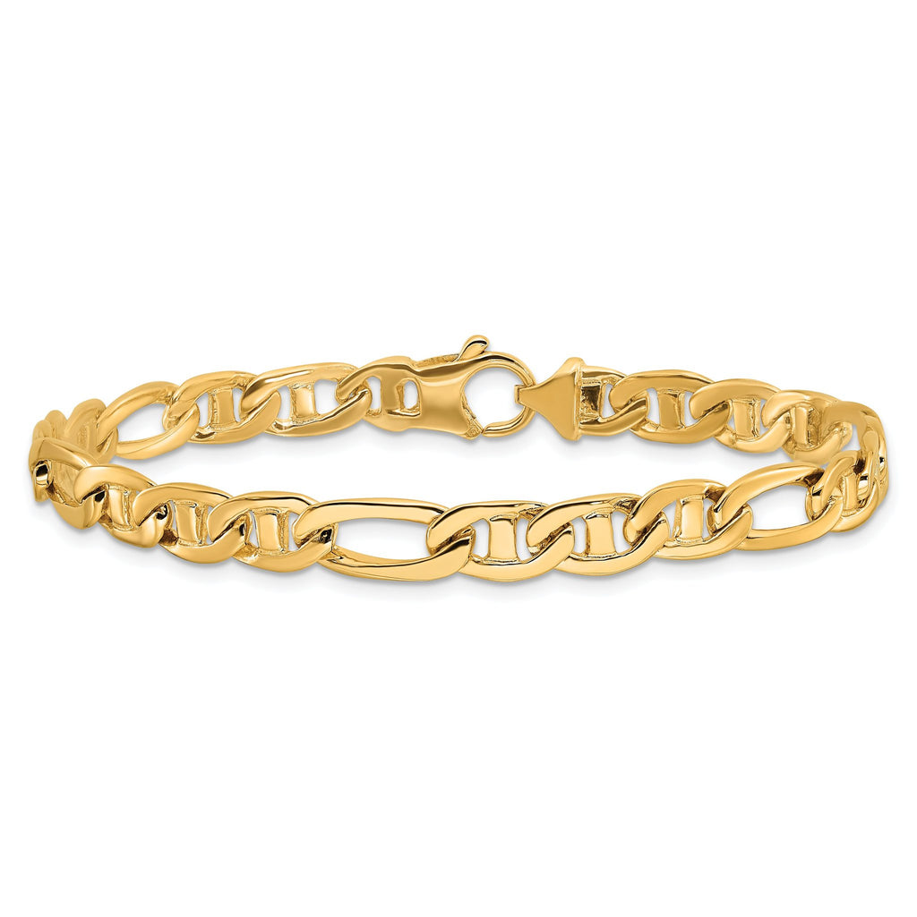 10k 6.5mm Solid Hand-polished 3 & 1 Flat Anchor Chain