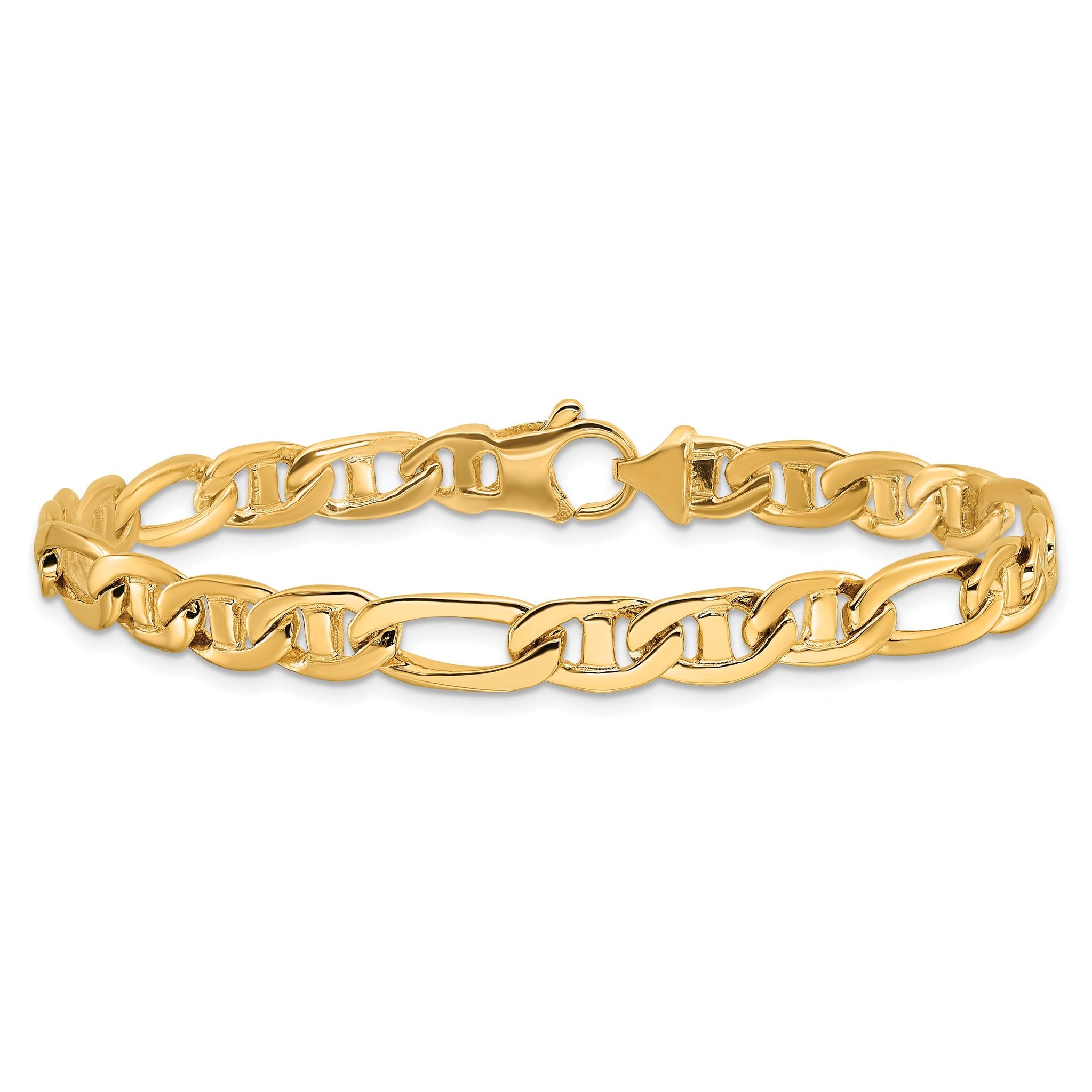 10k 6.5mm Solid Hand-polished 3 & 1 Flat Anchor Chain
