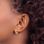 Sterling Silver Gold-tone Round Hinged Hoop Earrings