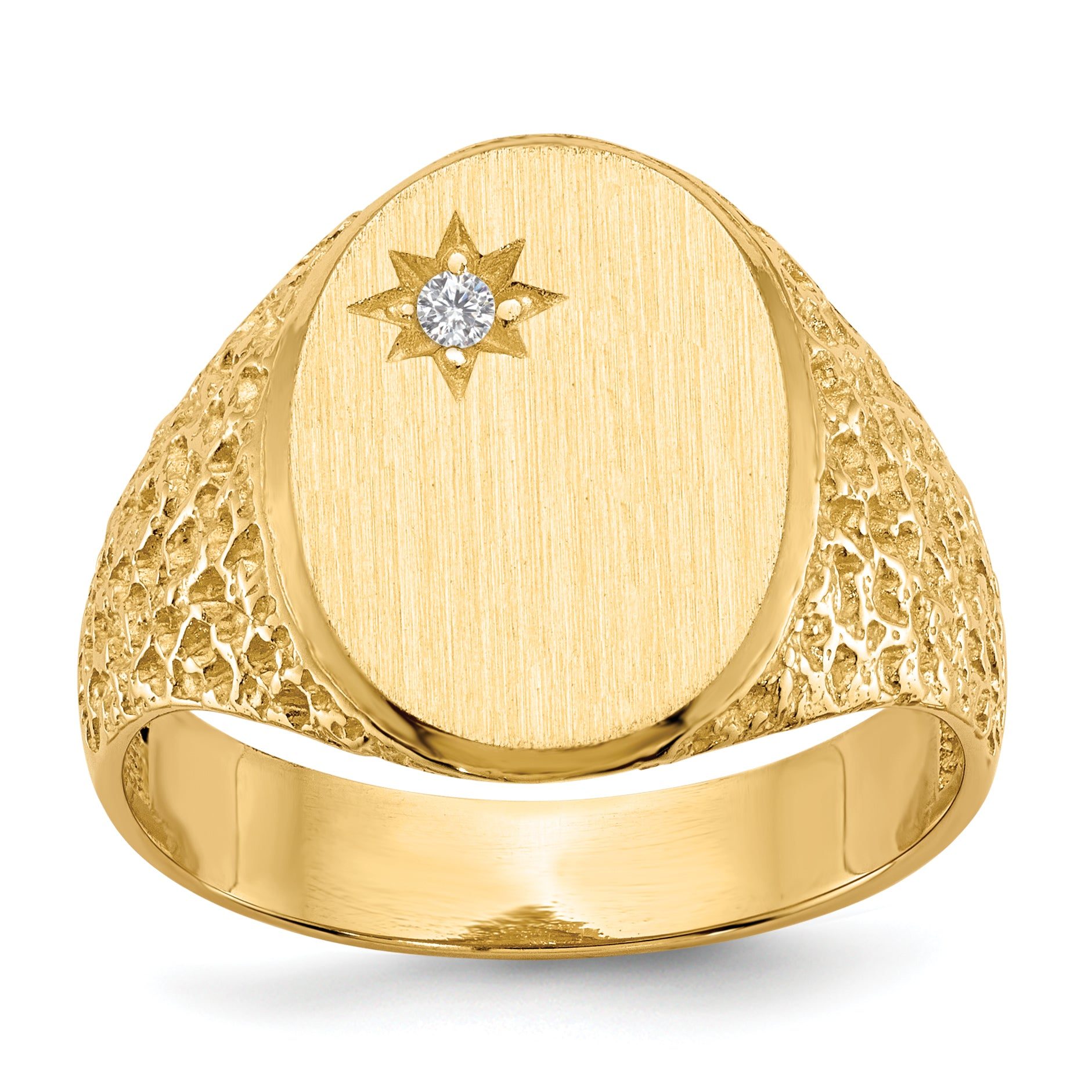 14k 16.0x12.0mm Open Back AA Diamond Men's Signet Ring Main image