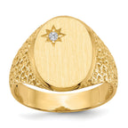 14k 16.0x12.0mm Open Back AA Diamond Men's Signet Ring