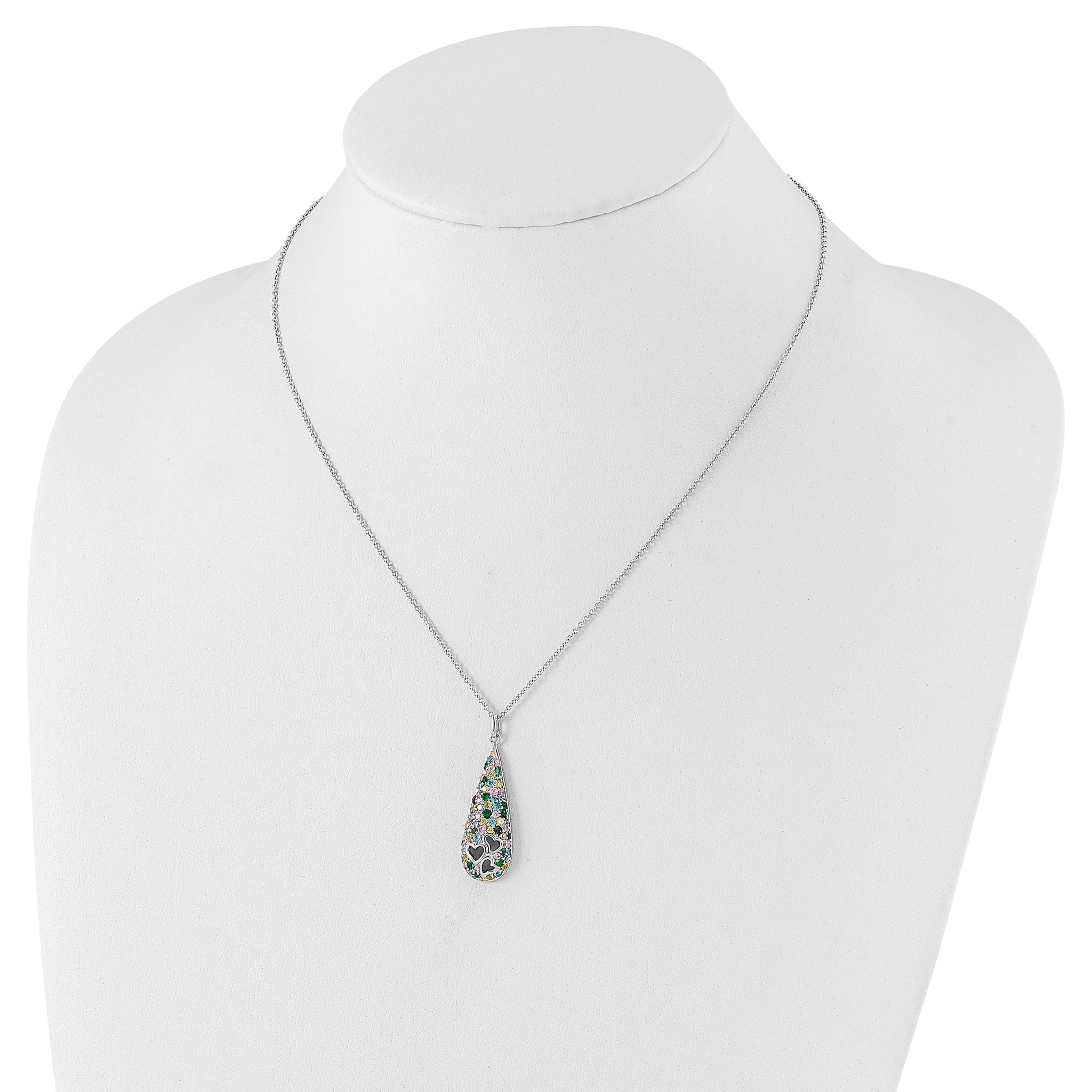Sophia Jewelers Sterling Silver Multicolor CZ Cheerdrops Necklace Gift Ready