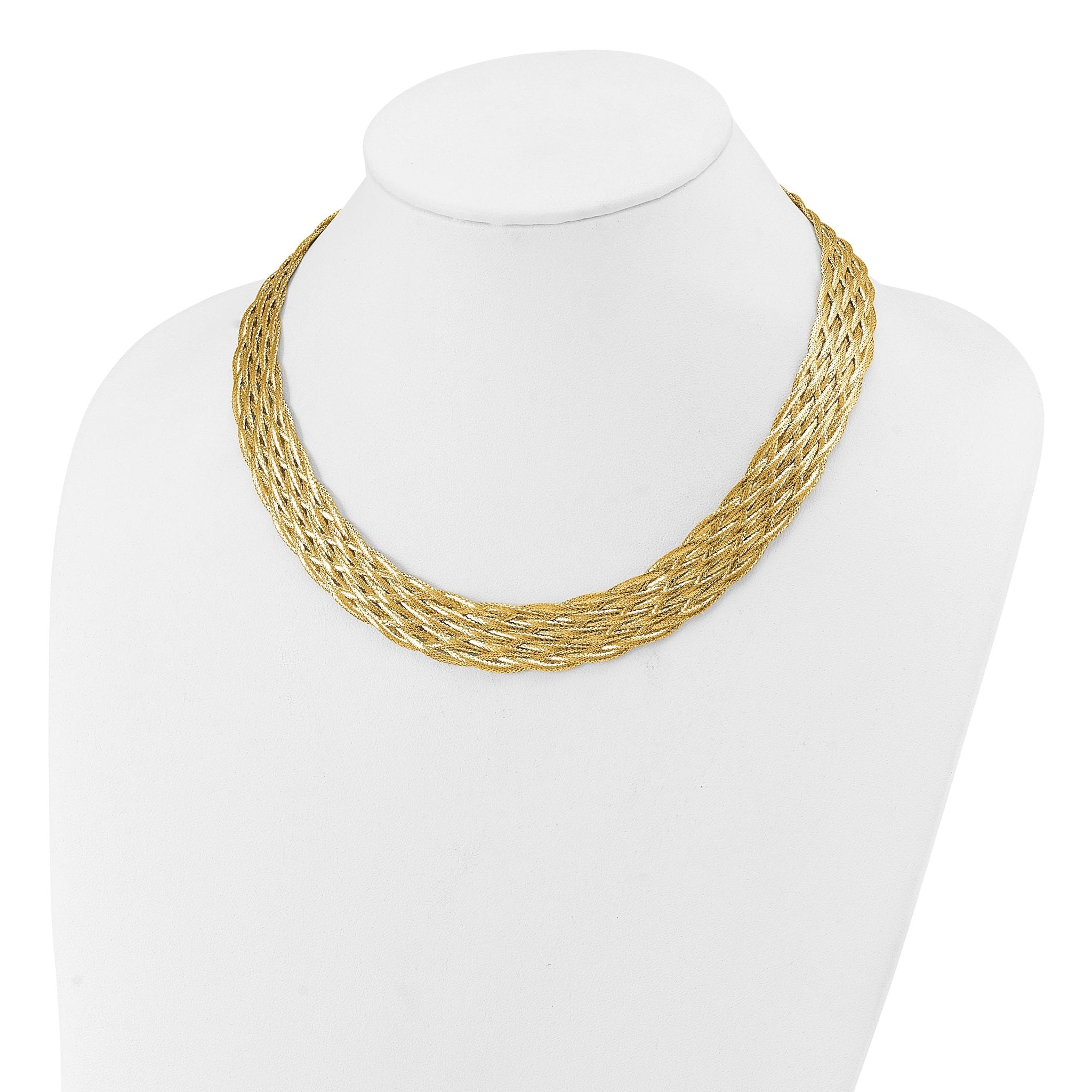 14K Polished Braided Mesh Necklace Secondary image