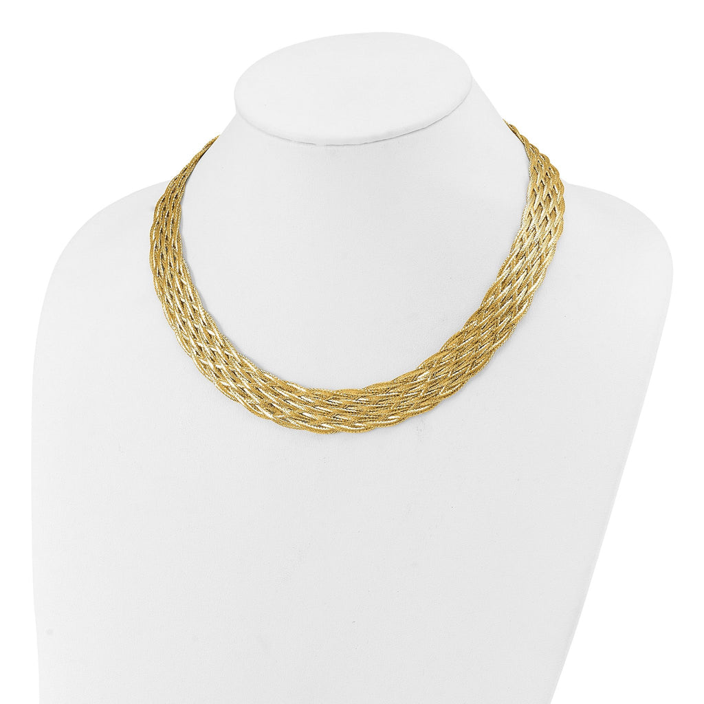 14K Polished Braided Mesh Necklace
