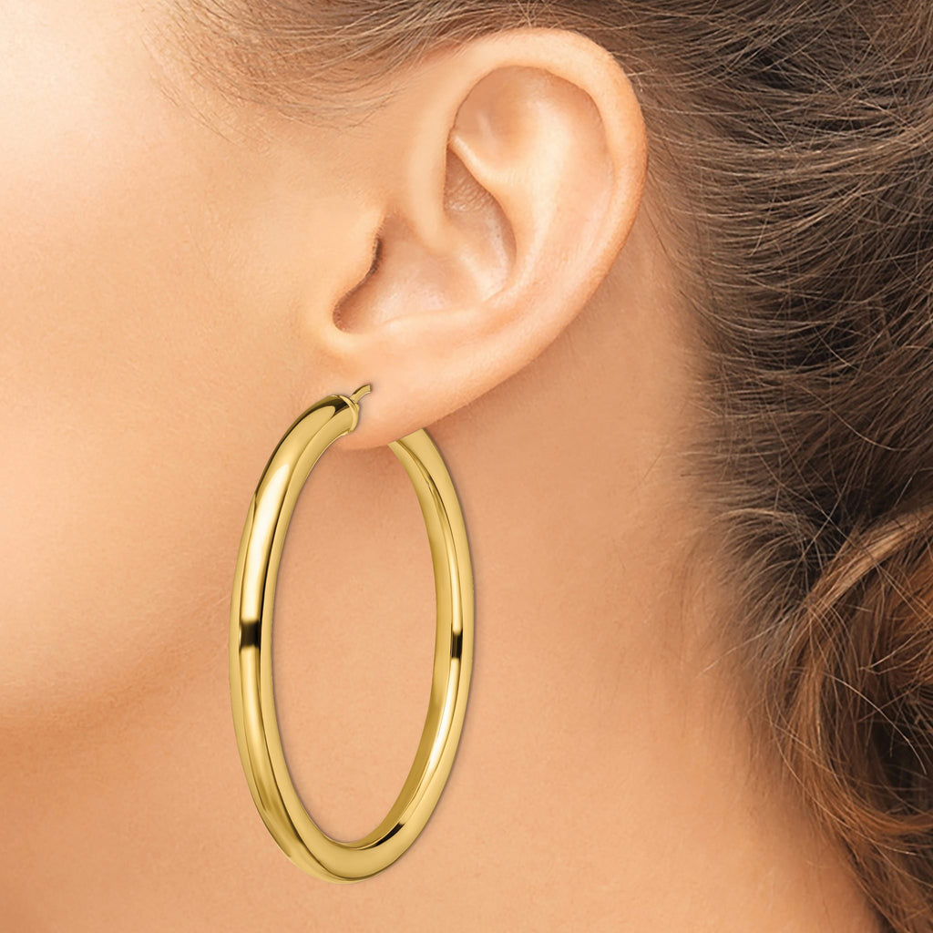 Stainless Steel Gold-Tone Polished Hoop Earrings for Women