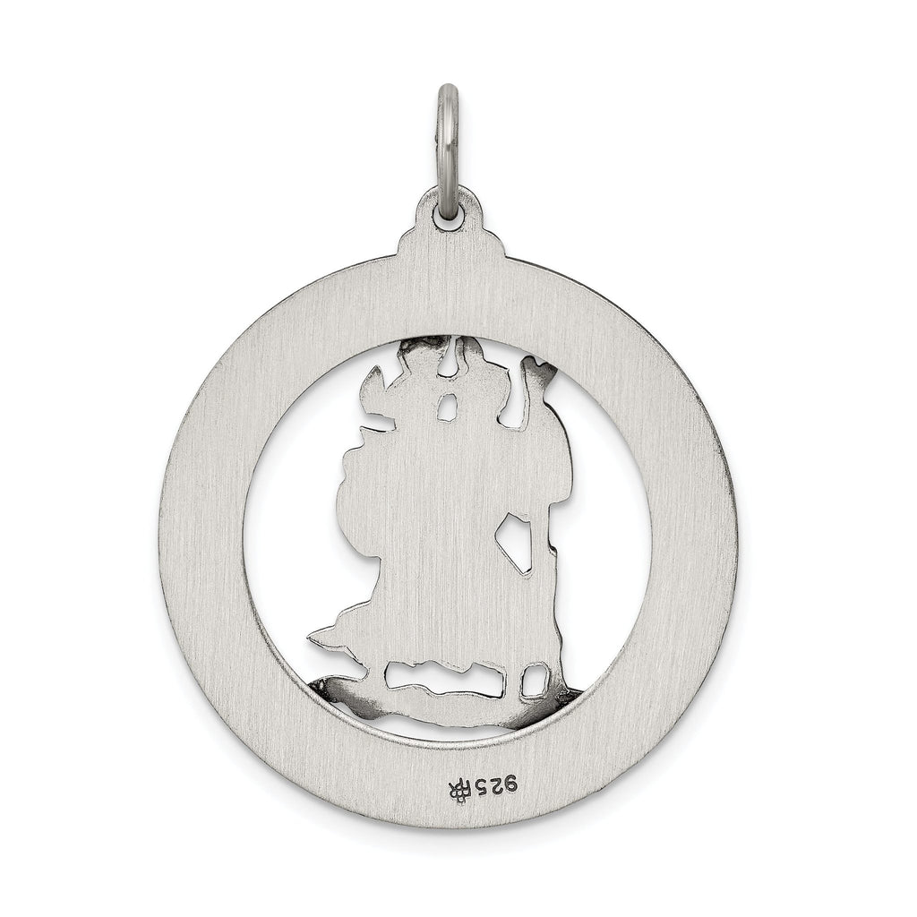 Sterling Silver Antiqued St. Christopher Pendant Solid Die-Struck Vintage Charm