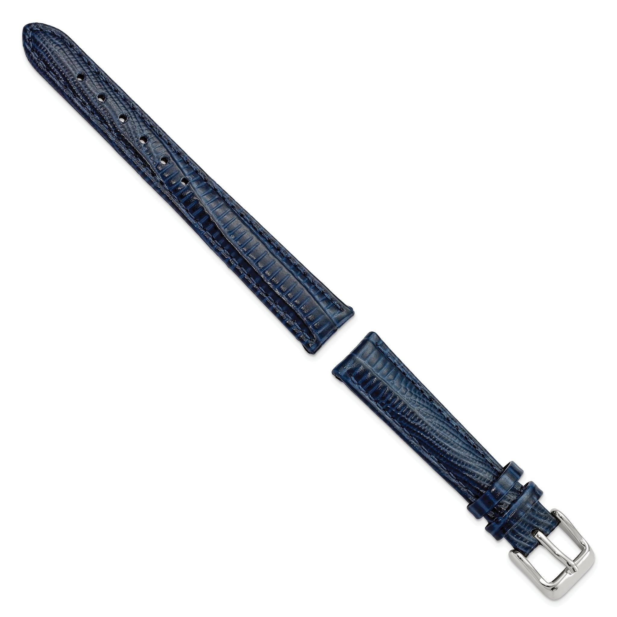 Navy Teju Lizard Grain Leather Watch Band, 14mm Secondary image