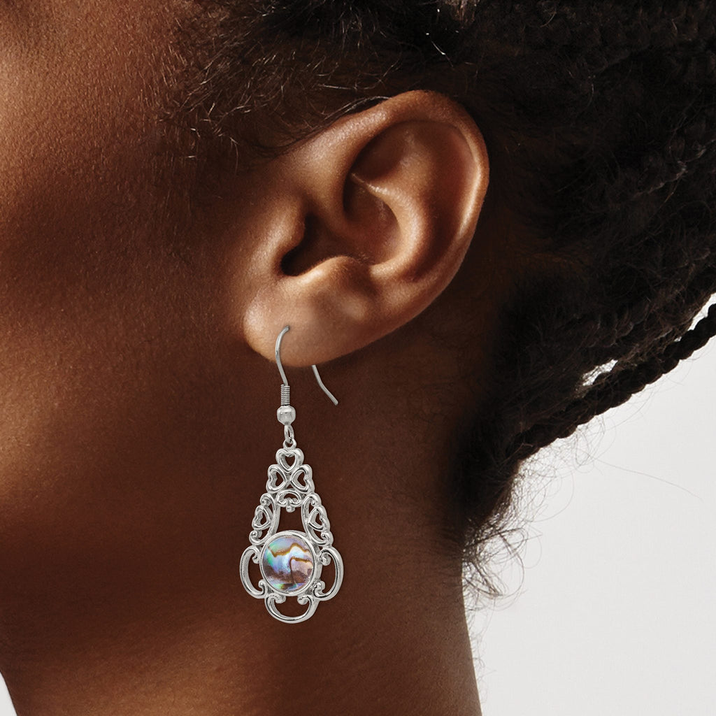 Stainless Steel Polished Filigree Drop Dangle Earrings for Women