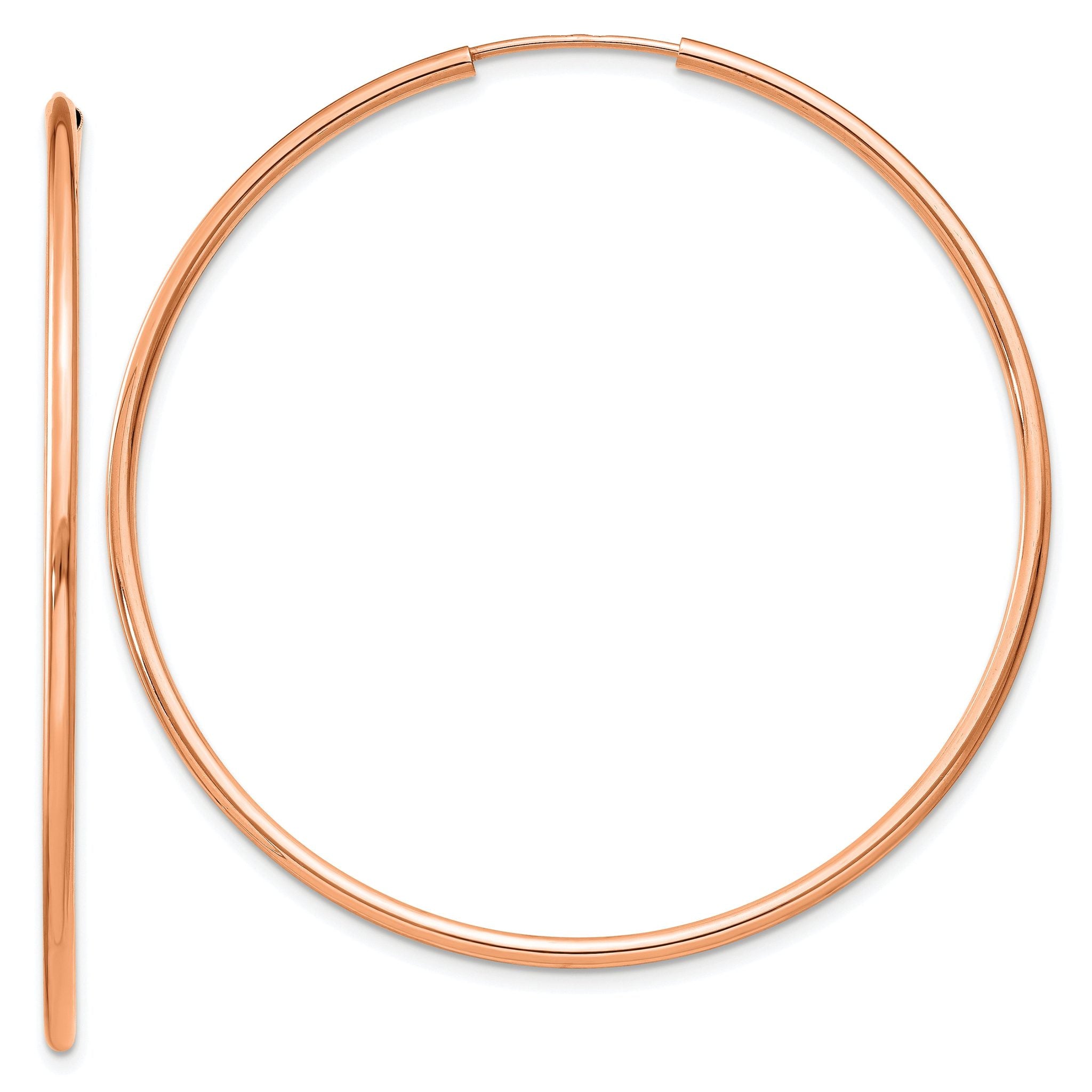 14k Rose Gold 1.50mm Polished Endless Tube Hoop Earrings Main image