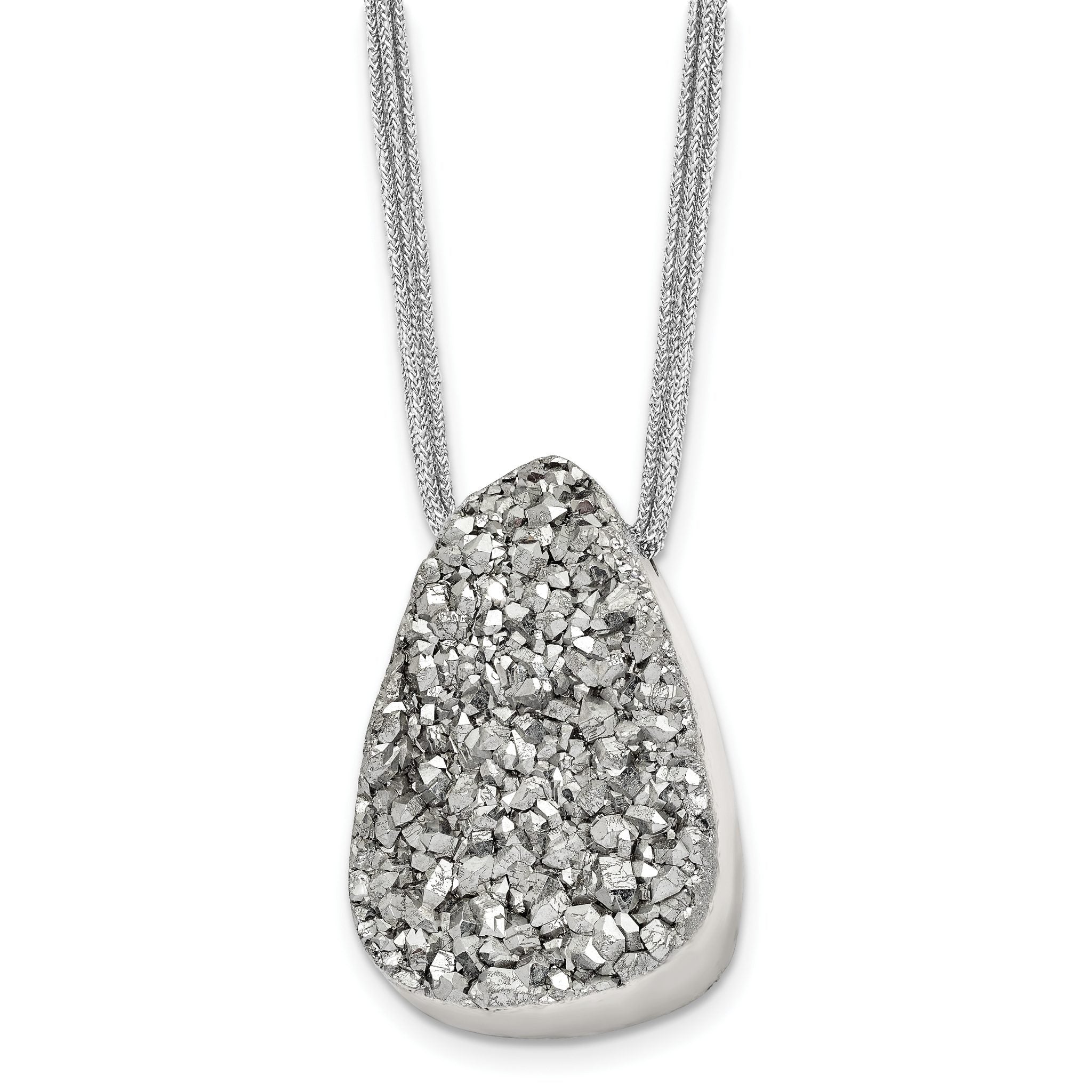 Druzy Agate Pendant Necklace in Stainless Steel Secondary image