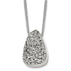 Druzy Agate Pendant Necklace in Stainless Steel