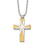 Chisel Stainless Steel Brushed and Polished Yellow IP-plated Cross Pendant on a 22 inch Ball Chain Necklace
